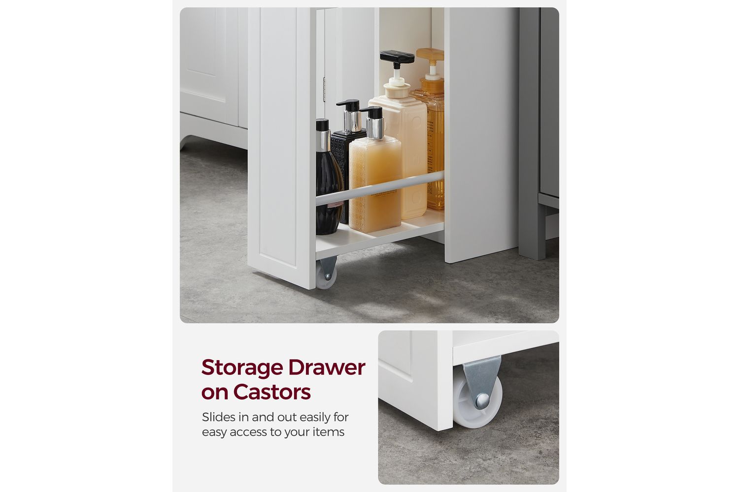 Vasagle Bathroom Cabinet | Bathroom Storage Unit | Mdf | 40 X 18 X 70 Cm-3