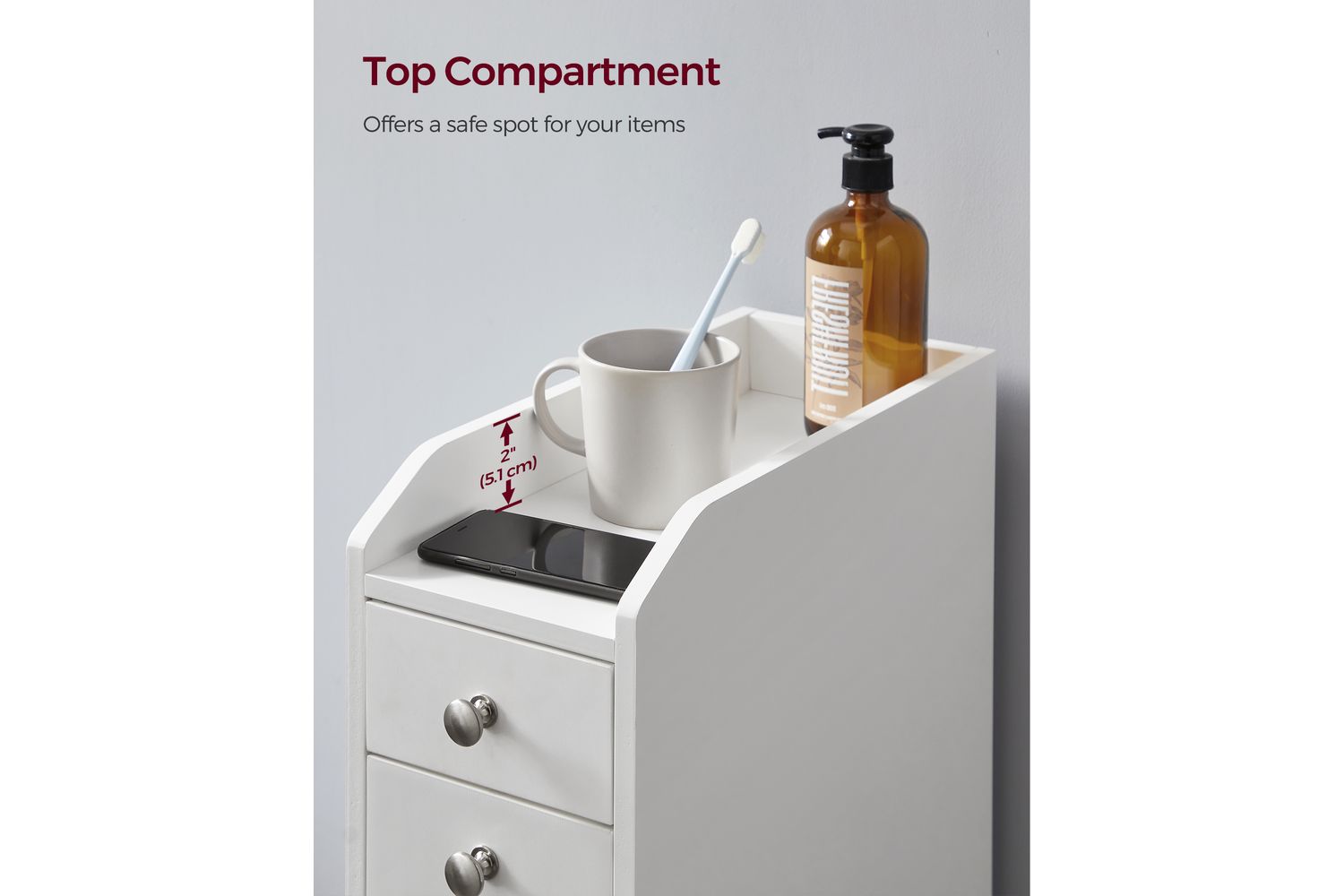 Vasagle Bathroom Cabinet | Bathroom Storage Unit | Mdf | 40 X 18 X 70 Cm-4
