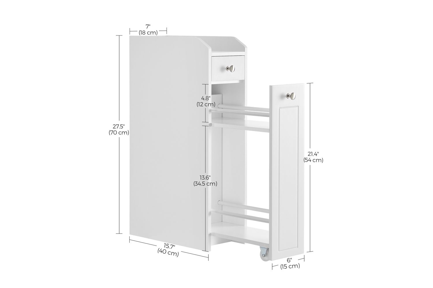 Vasagle Bathroom Cabinet | Bathroom Storage Unit | Mdf | 40 X 18 X 70 Cm-5