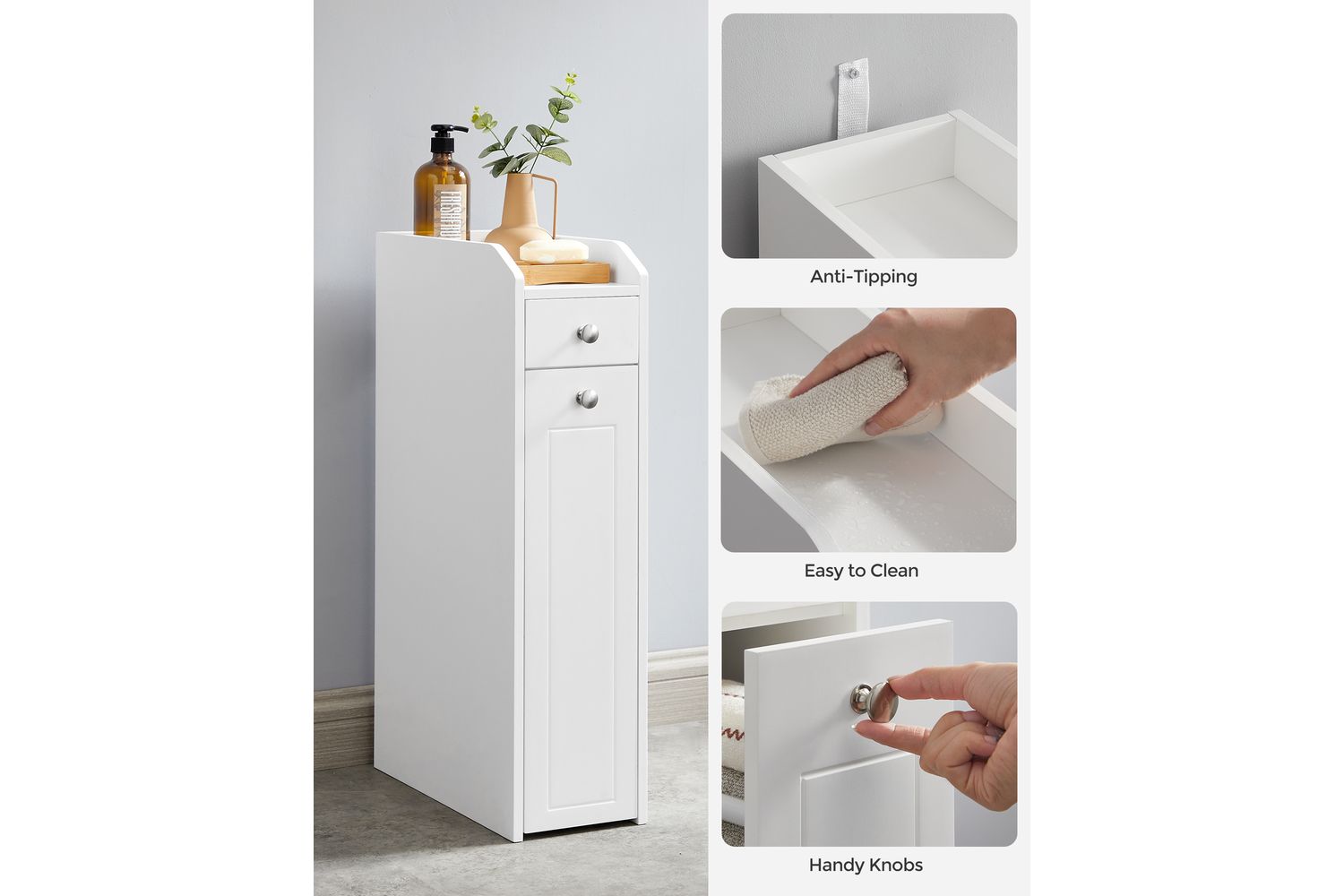 Vasagle Bathroom Cabinet | Bathroom Storage Unit | Mdf | 40 X 18 X 70 Cm-6