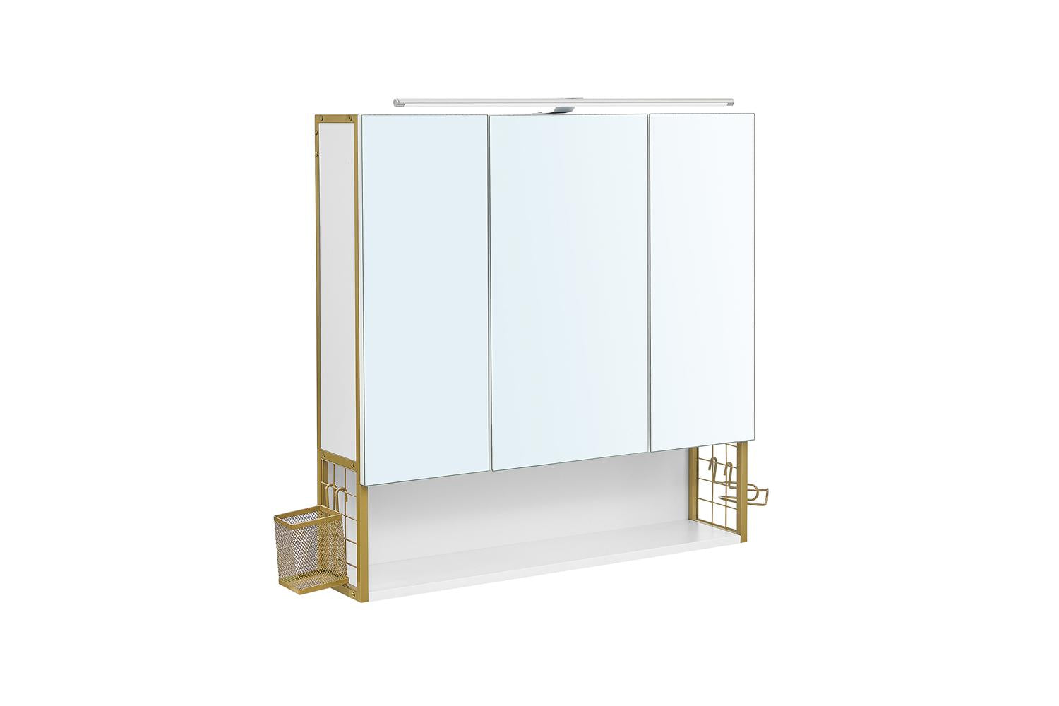 Vasagle Bbk126g01 Stylish Mirror Cabinet With Led Lamp And Practical Storage Features