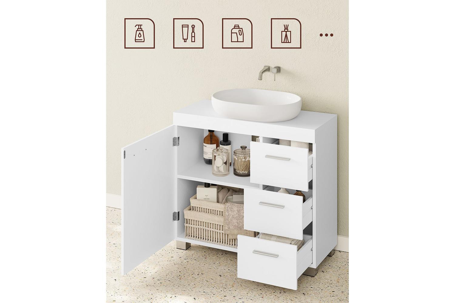 Vasagle Bbk762n01 Bathroom Cabinet: Robust Mdf Storage And Organization Furniture For Diy Bathroom Interiors-2