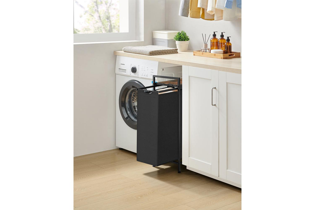 Vasagle Laundry Basket | Laundry Hamper | Metal Frame & Mdf | 47 L | 42 X 28 X 75 Cm | Ink Black & Rustic Brown-2