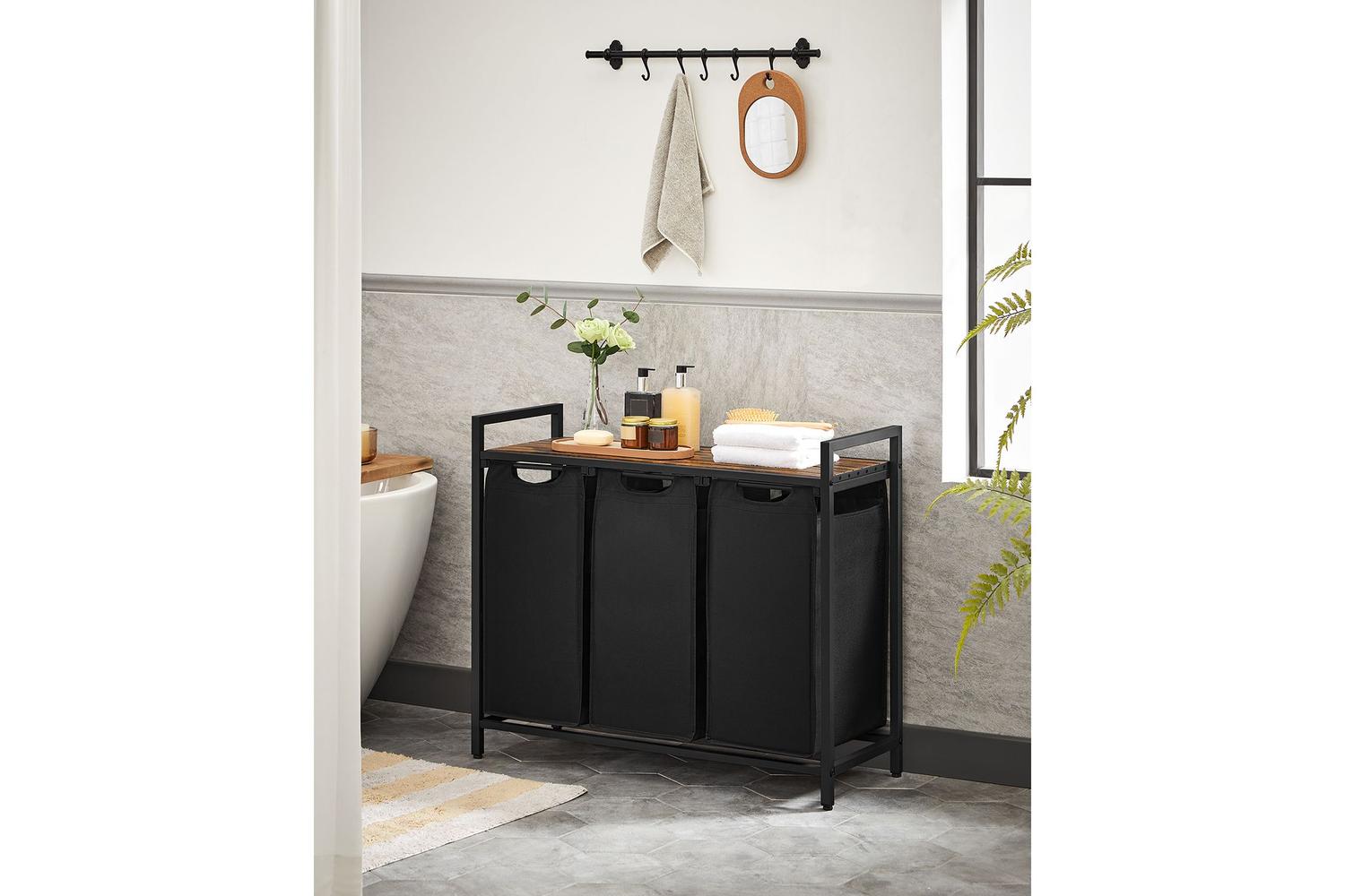 Songmics Over The Toilet Storage Unit With 3 Pull-out Fabric Bags-2