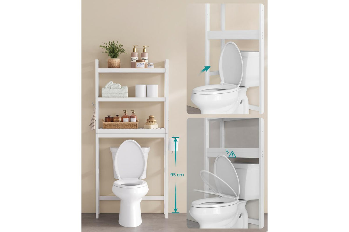 Songmics Over The Toilet Storage | Bathroom Organizer | Bamboo | White-7