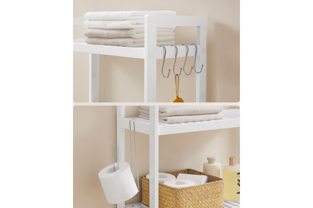 Songmics Over The Toilet Storage | Bathroom Organizer | Bamboo | White-8