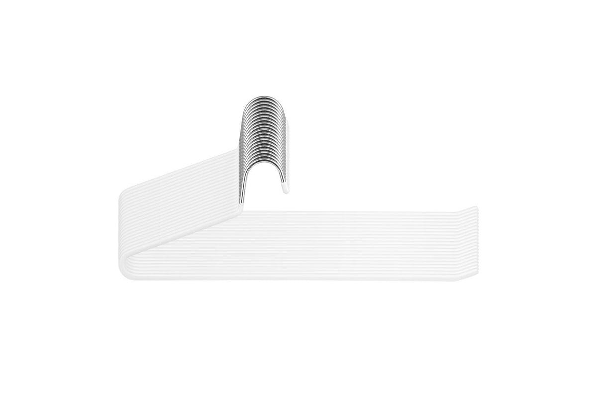 Trouser Hangers Set Of 20 | Open-ended Non-slip Metal Slack Hangers | Cloud White | 38 X 13 X 0.5 Cm-2