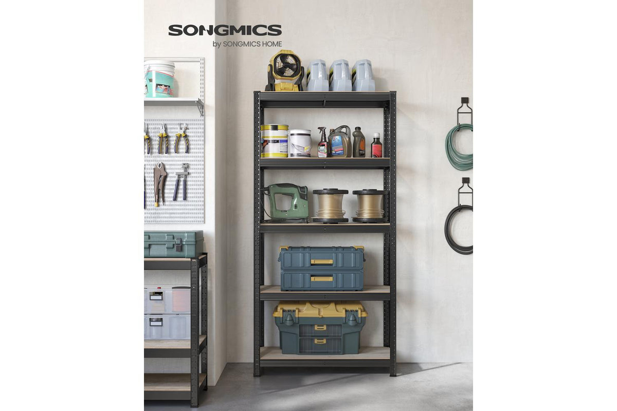 5-tier Shelving Unit | Steel Shelving Unit | Greige And Black | 90 X 40 X 180 Cm-2