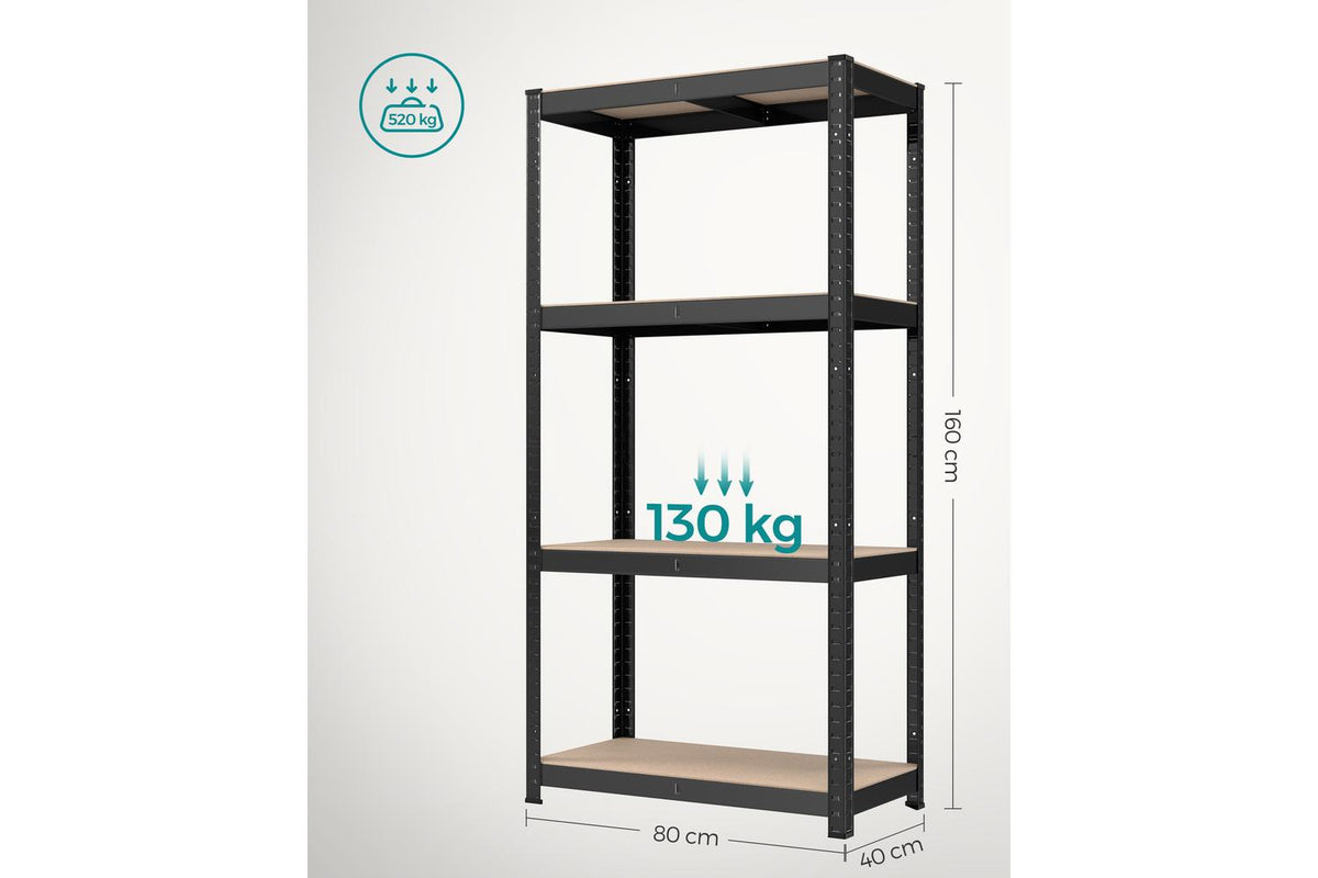 4-tier Shelving Unit | Steel Shelving Unit For Storage | 40 X 80 X 160 Cm-7
