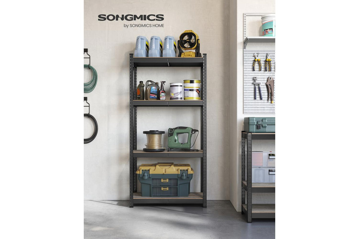 4-tier Shelving Unit | Heavy Duty Adjustable Shelves | Steel And Mdf | 80 X 40 X 160 Cm | Black-2