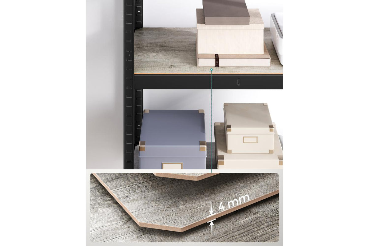 4-tier Shelving Unit | Heavy Duty Adjustable Shelves | Steel And Mdf | 80 X 40 X 160 Cm | Black-8