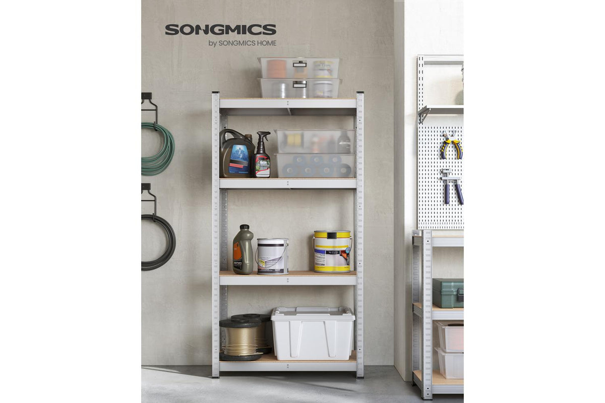 Songmics 4-tier Steel Shelving Unit | Garage Shelving | Silver | 80 X 40 X 160 Cm-2