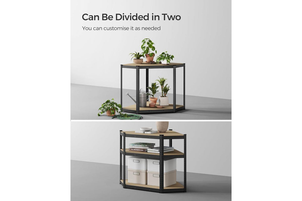 Songmics Corner Shelf 5-tier | Heavy Duty Metal Garage Shelving Unit | Black And Natural Beige | 70 X 70 X 180 Cm-8