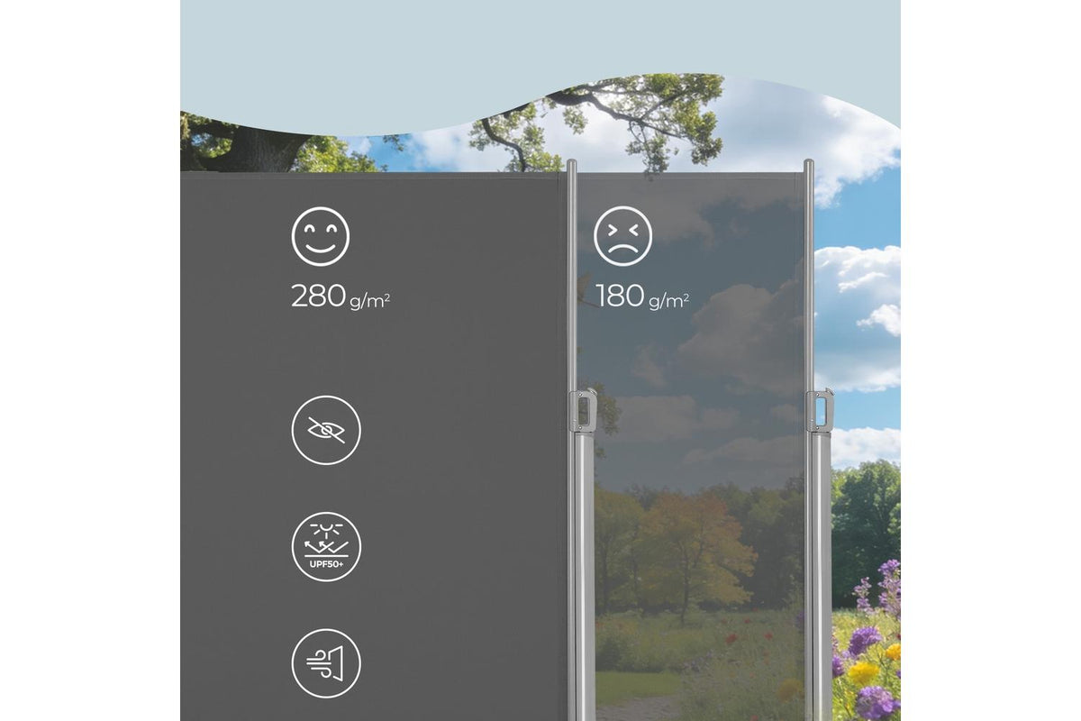 Retractable Patio Privacy Screen | Aluminium Awning | Light Grey | 160 X 400 Cm-7