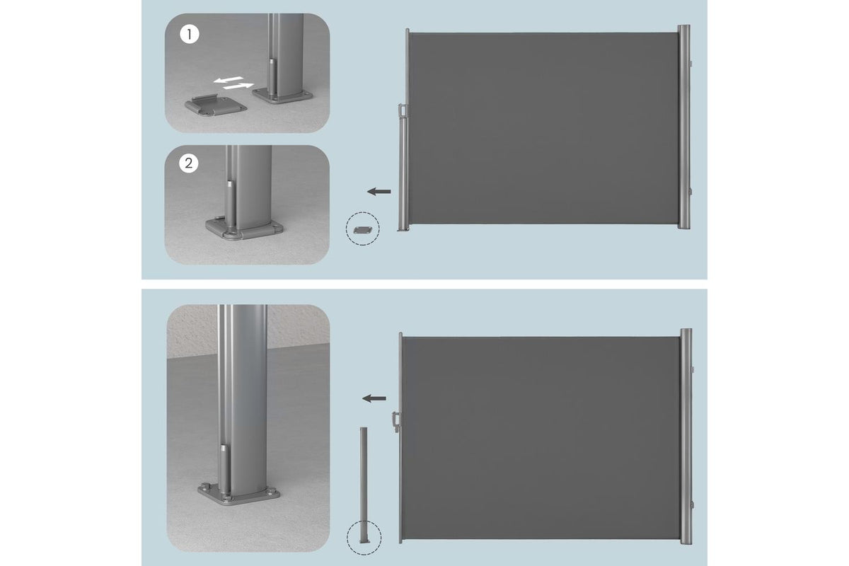 Retractable Patio Privacy Screen | Aluminium Awning | Light Grey | 160 X 400 Cm-8