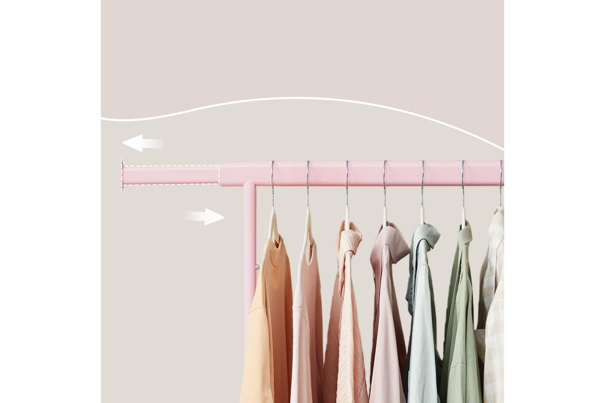 Clothes Rack Pink | Heavy Duty Extendable Garment Rail On Wheels | Steel | (92-132) X 45 X 161.5 Cm-8