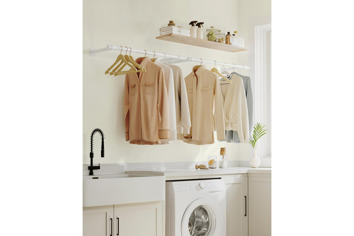 2 Pack Clothes Rack Wall-mounted | Garment Rack | Steel | 30 X 84 X 7 Cm-2