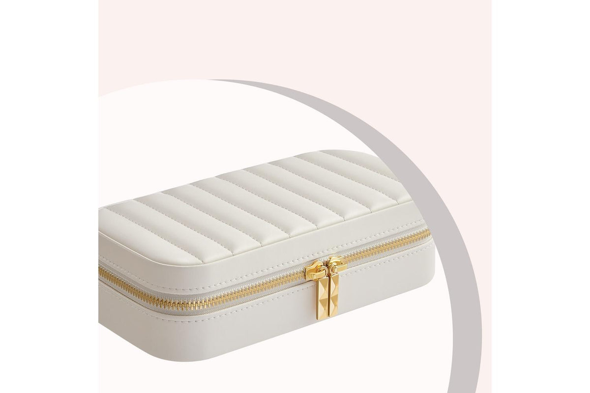 1-layer Jewelry Organizer | Mirror Jewellery Box | Pu Leather | White-7