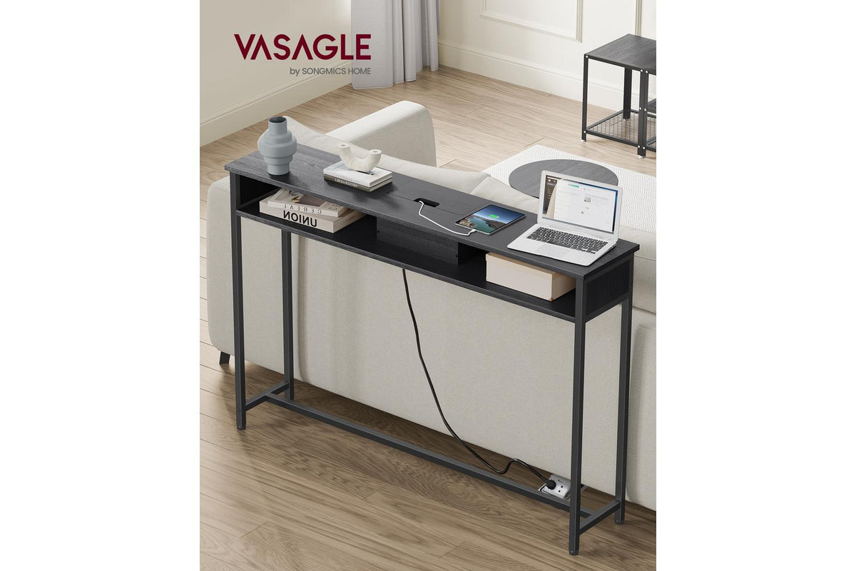 Console Table With Charging Station | Console Table | Charcoal Grey | 120.1cm-2