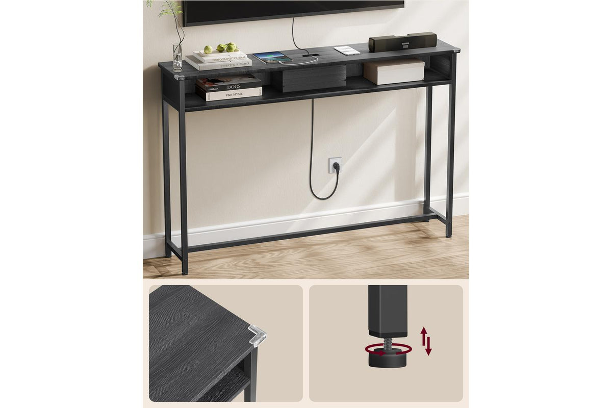 Console Table With Charging Station | Console Table | Charcoal Grey | 120.1cm-8