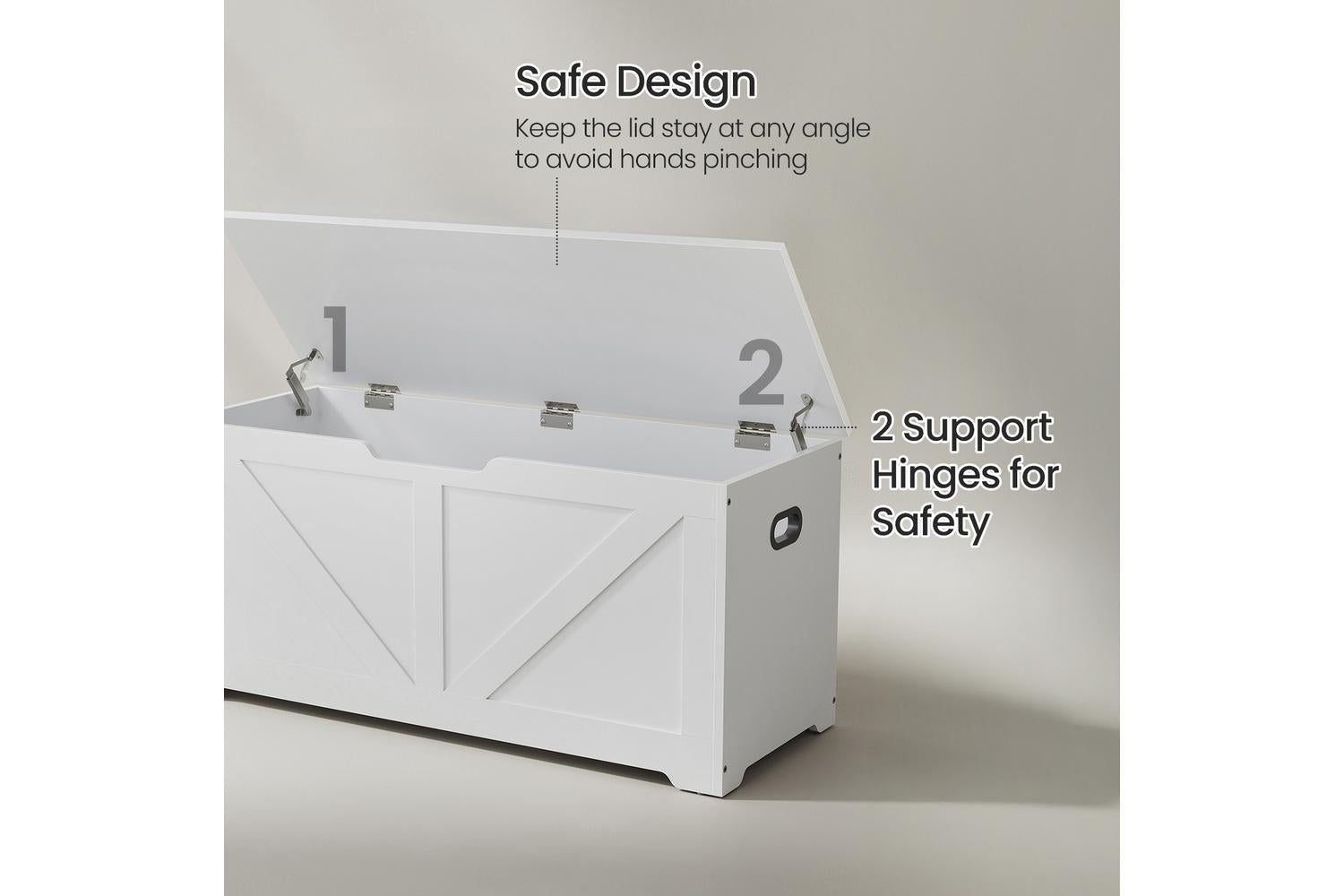 Vasagle Ottoman Storage Box | Particleboard and MDF | 100 x 40 x 46 cm | White-2