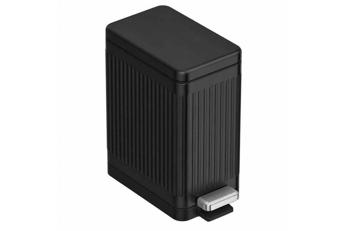 Slim Bathroom Pedal Bin | Pedal Waste Bin | Stainless Steel | 10 Litre | Black-2