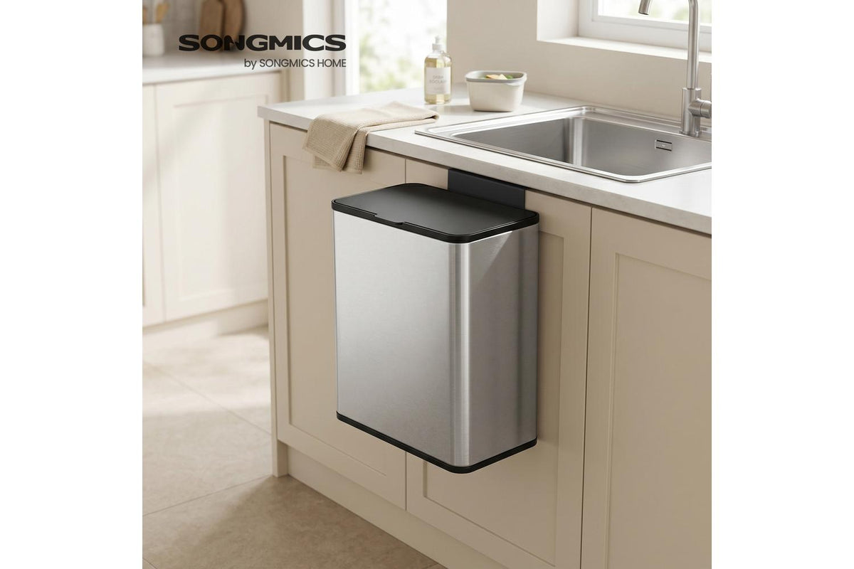 2.1-gallon Hanging Kitchen Trash Can With Lid | Rubbish Bin | Steel | 8 L-4