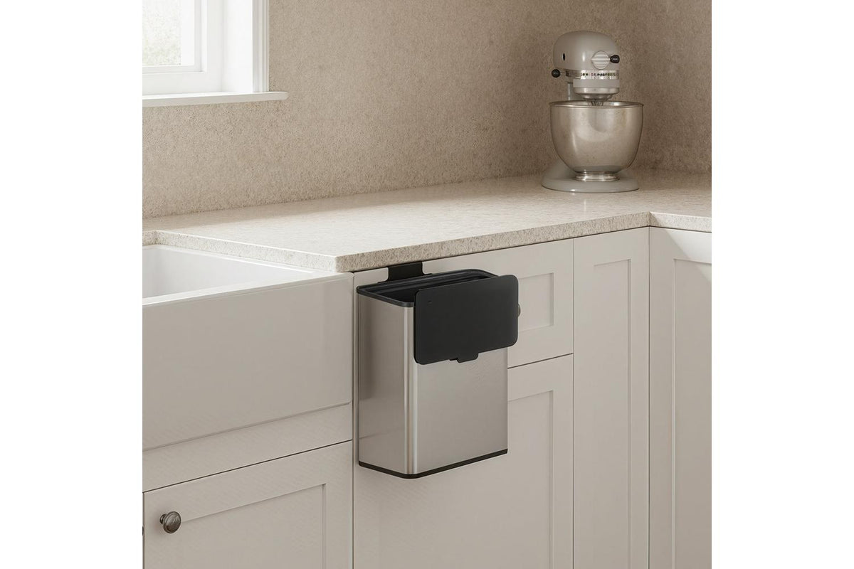 2.1-gallon Hanging Kitchen Trash Can With Lid | Rubbish Bin | Steel | 8 L-5