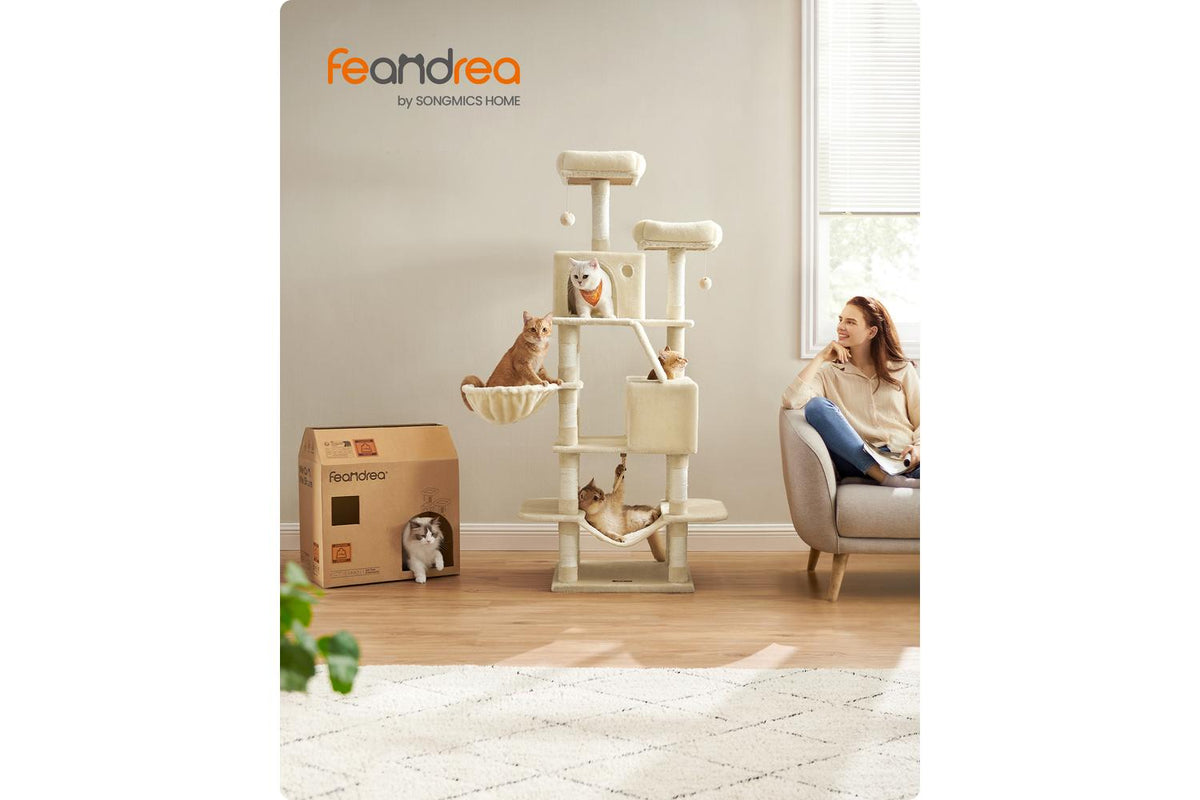 Feandrea Cat Tree | Large Cat Tower | Plush & Sisal | 165 Cm-2