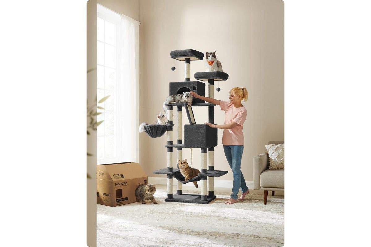 Large Cat Tree With Hammock | Cat Tree | Black | 206 Cm-2