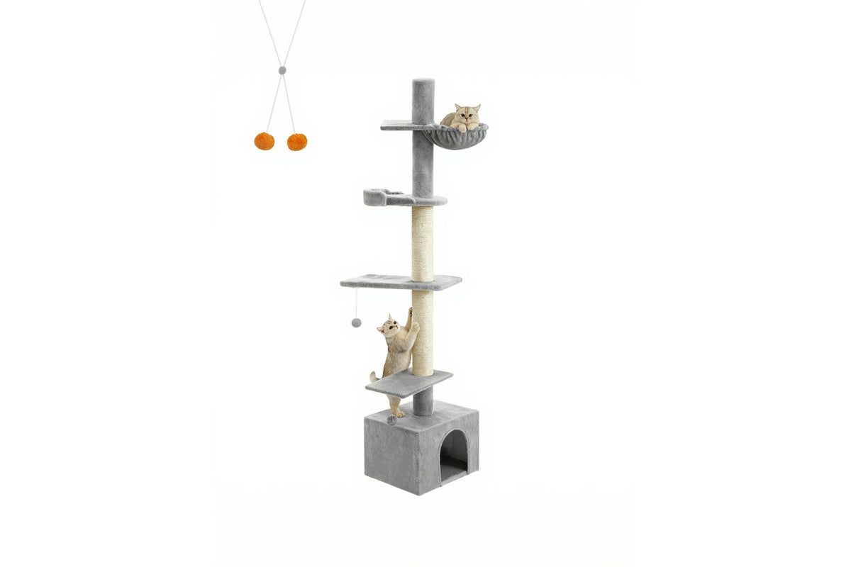 Feandrea Floor To Ceiling Cat Tree | Cat Tower | Light Grey | 252 Cm-2