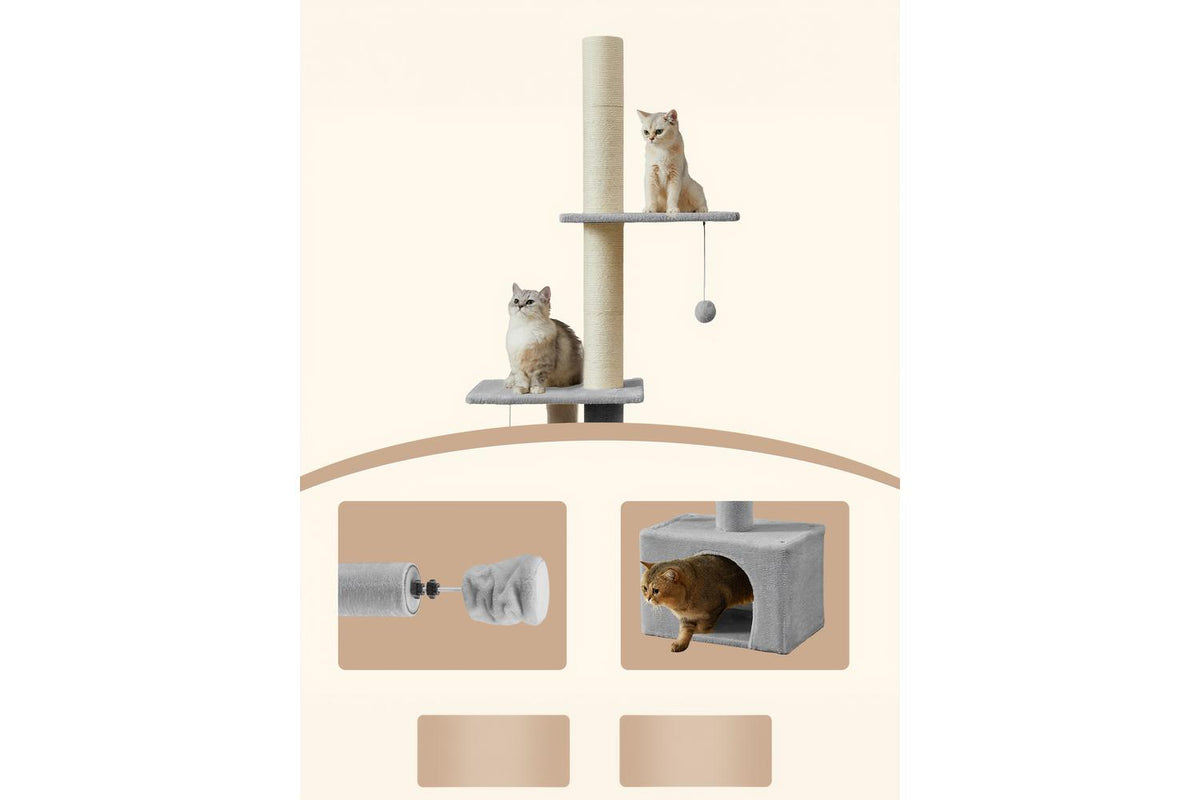 Feandrea Floor To Ceiling Cat Tree | Cat Tower | Light Grey | 252 Cm-8