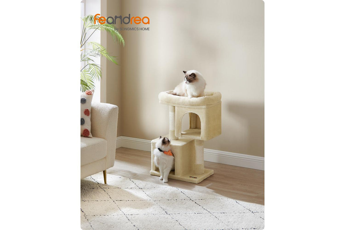 Feandrea Cat Tree | Cat House For Kittens | Sisal Posts | Large Platform | Beige-2