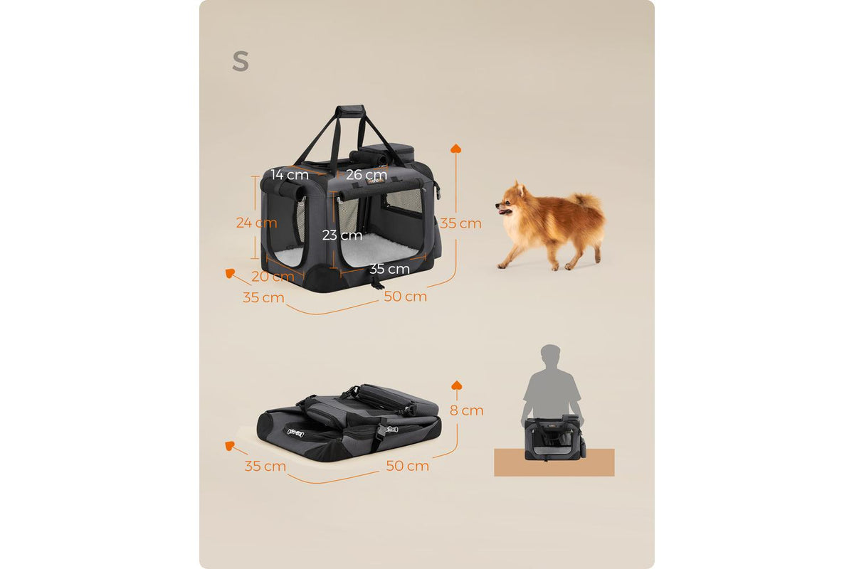 Feandrea Soft Dog Crate | Pet Carrier | Steel Frame & Oxford Fabric | 50 X 35 X 35 Cm-3