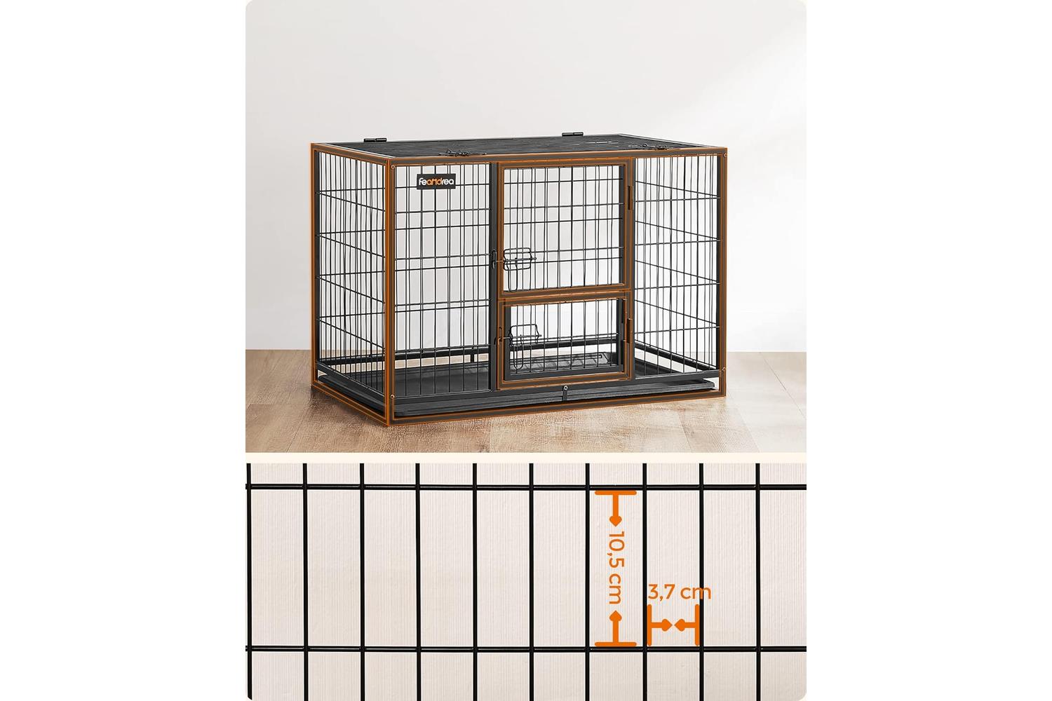 Feandrea 48" Heavy-duty Dog Cage Ppd003b01v1 With Dual Locking Doors For Safer Pet Residence-2