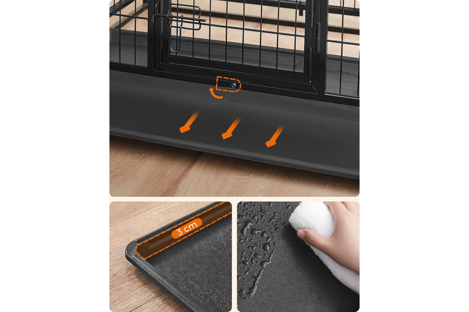 Feandrea 48" Heavy-duty Dog Cage Ppd003b01v1 With Dual Locking Doors For Safer Pet Residence-6