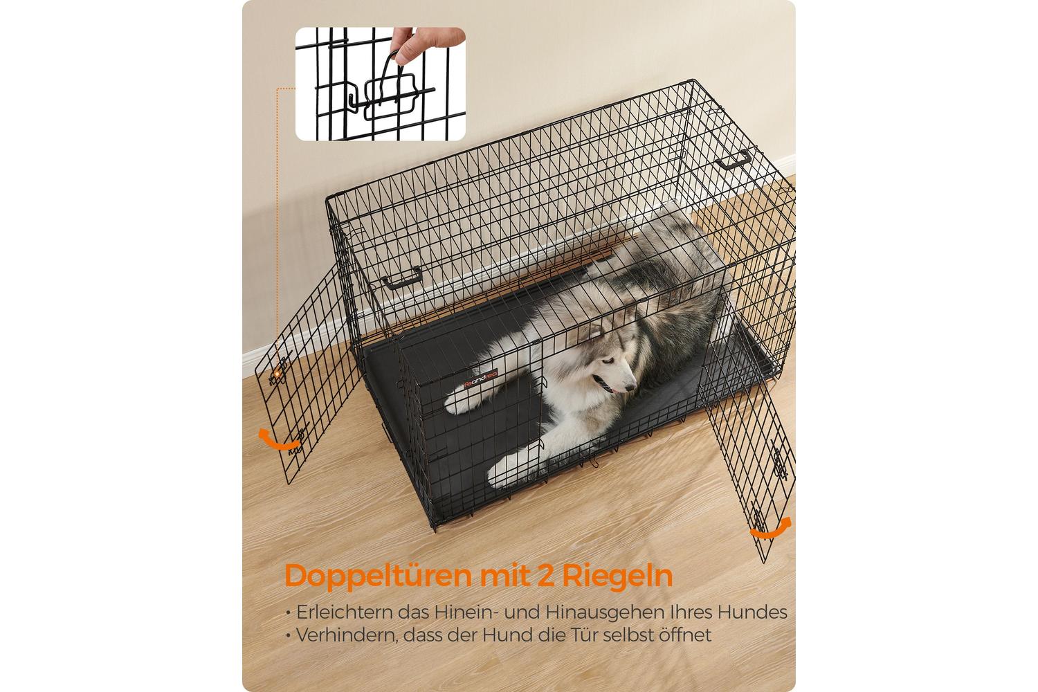 Feandrea Ultra-secure Extra-large Dog Crate Ppd054b01 - Ultimate Comfort And Safety For Your Pet-2