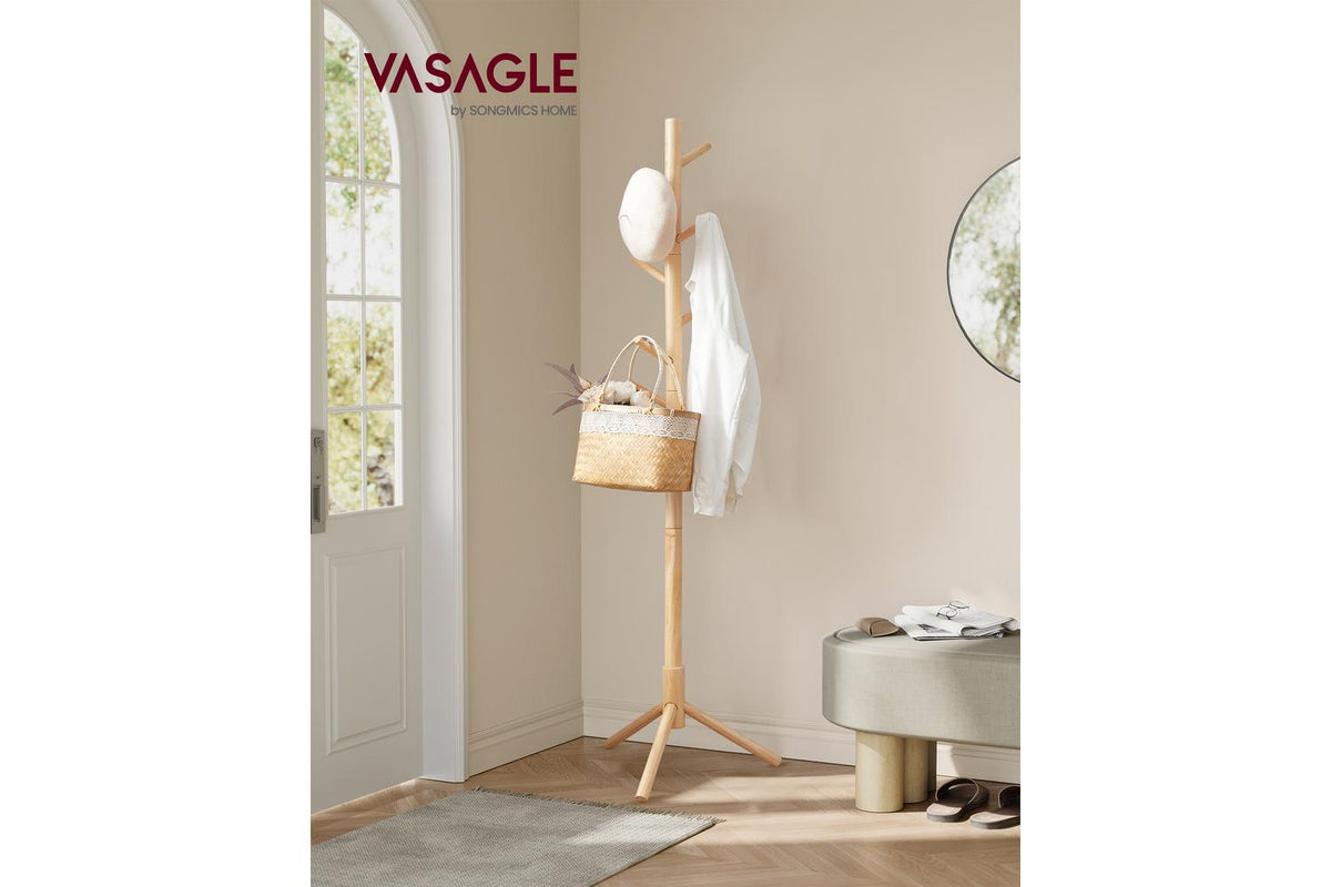 Free Standing Wooden Coat Stand | Hallway Hat Rack | Rubber Wood | 175 Cm-2