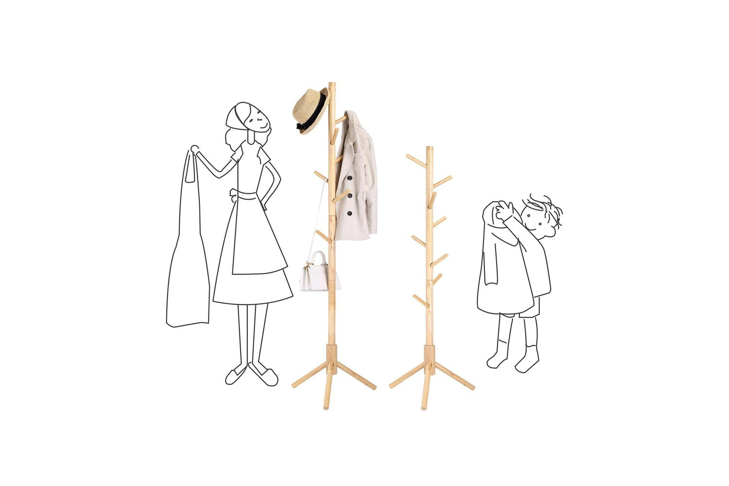 Vasagle Rcr004n01 Solid Wood Coat Rack, Space-saving And Durable Design, Perfect For Homes And Small Entrances-3