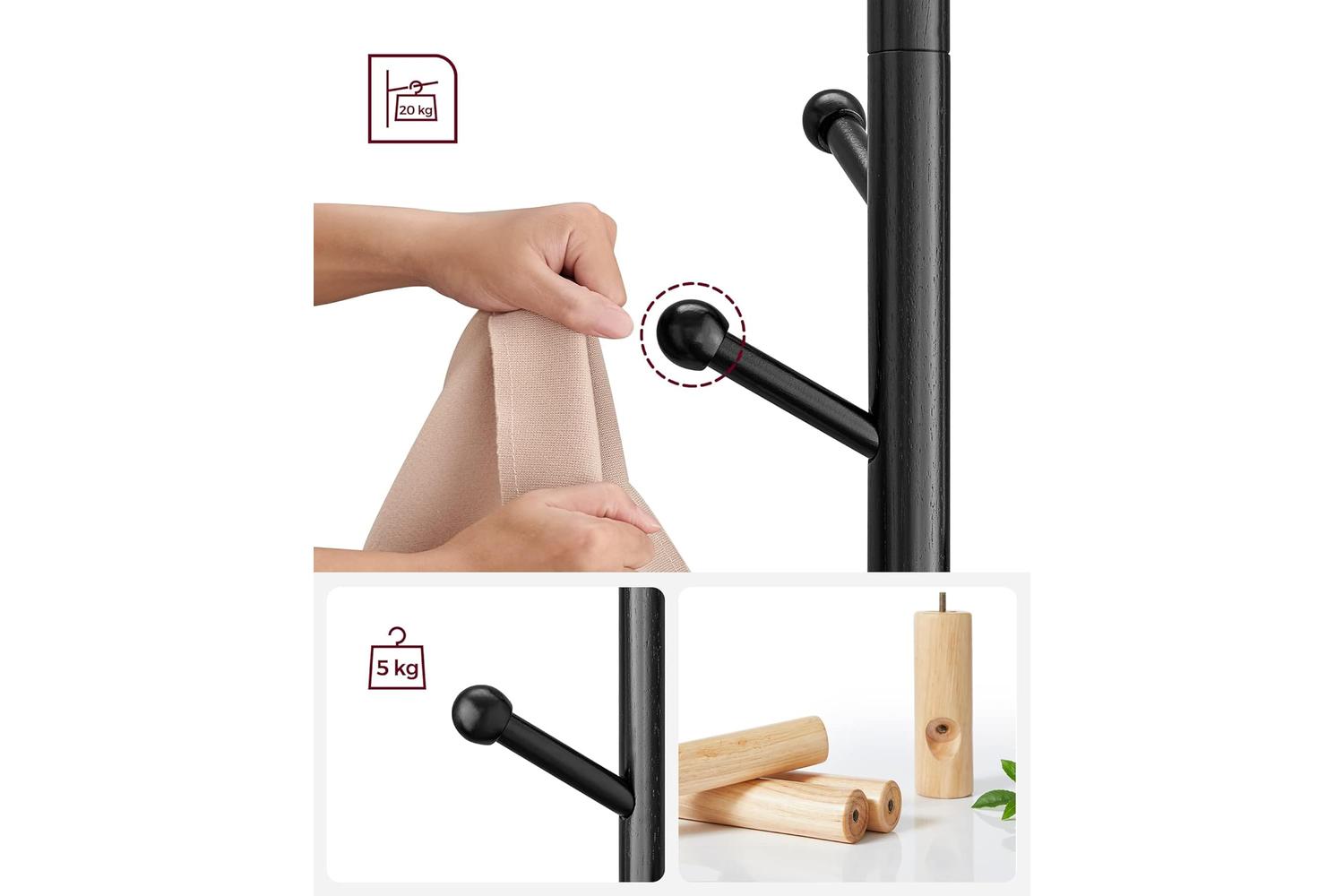 Vasagle Sturdy Coat Rack, Adjustable Height, Space-saving, Easy Assembly, Diy Storage And Organisation-2