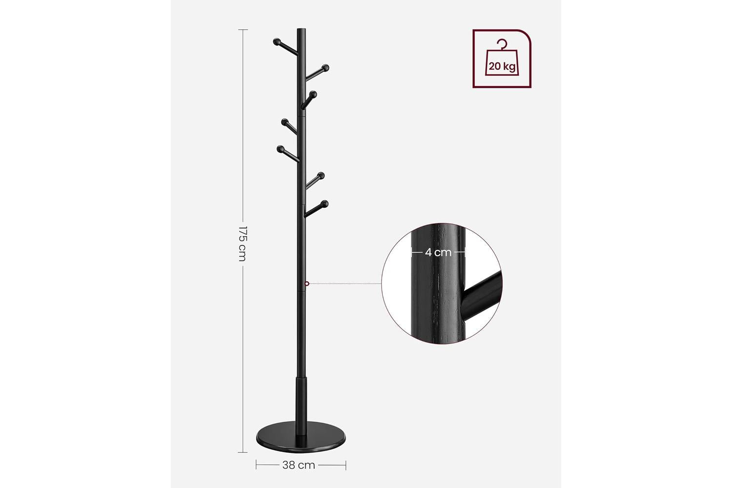 Vasagle Sturdy Coat Rack, Adjustable Height, Space-saving, Easy Assembly, Diy Storage And Organisation-5