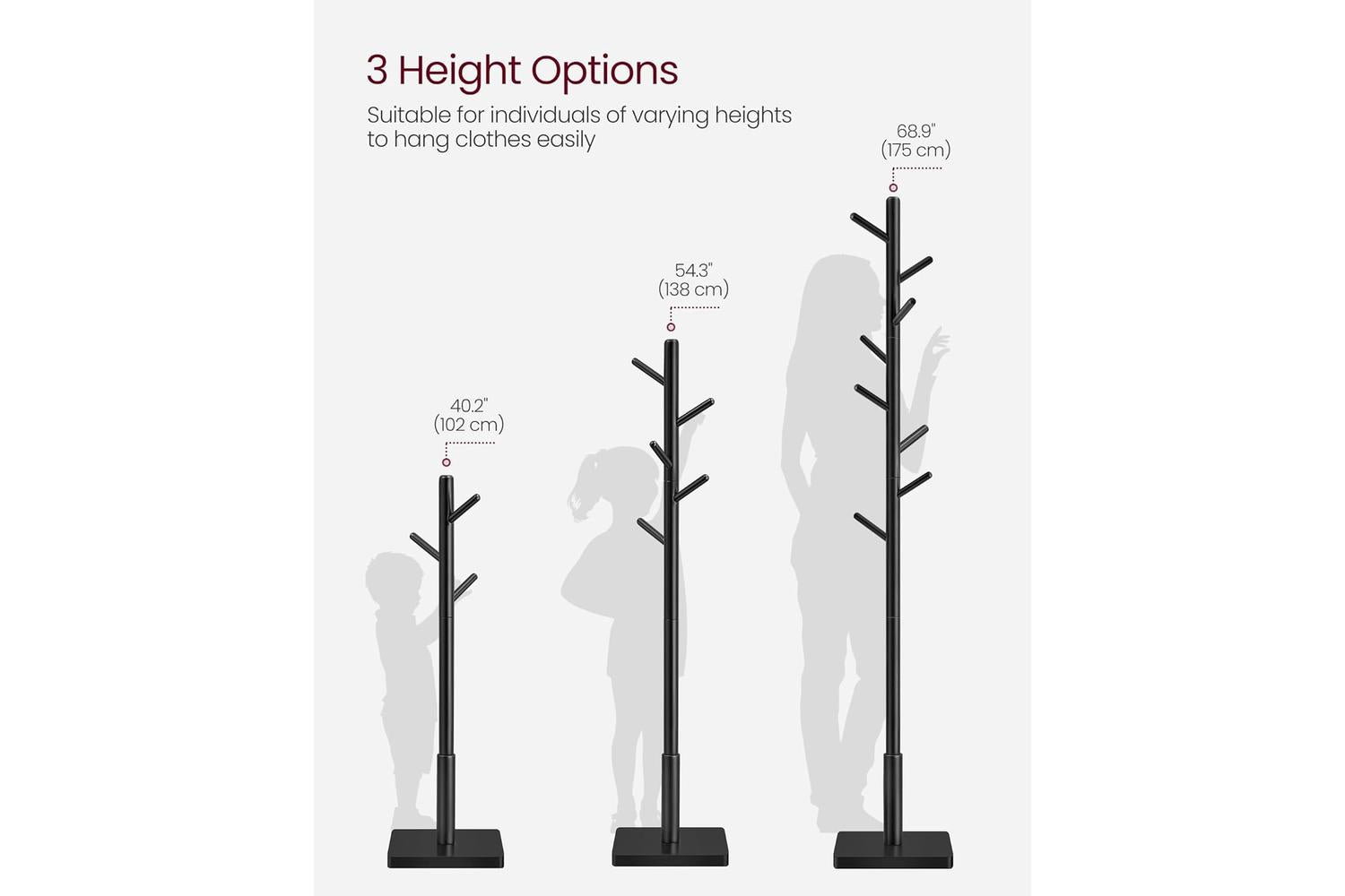 Vasagle Rcr010b01 Robust Coat Rack With Adjustable Height - Perfect Organizer For Your Belongings-5