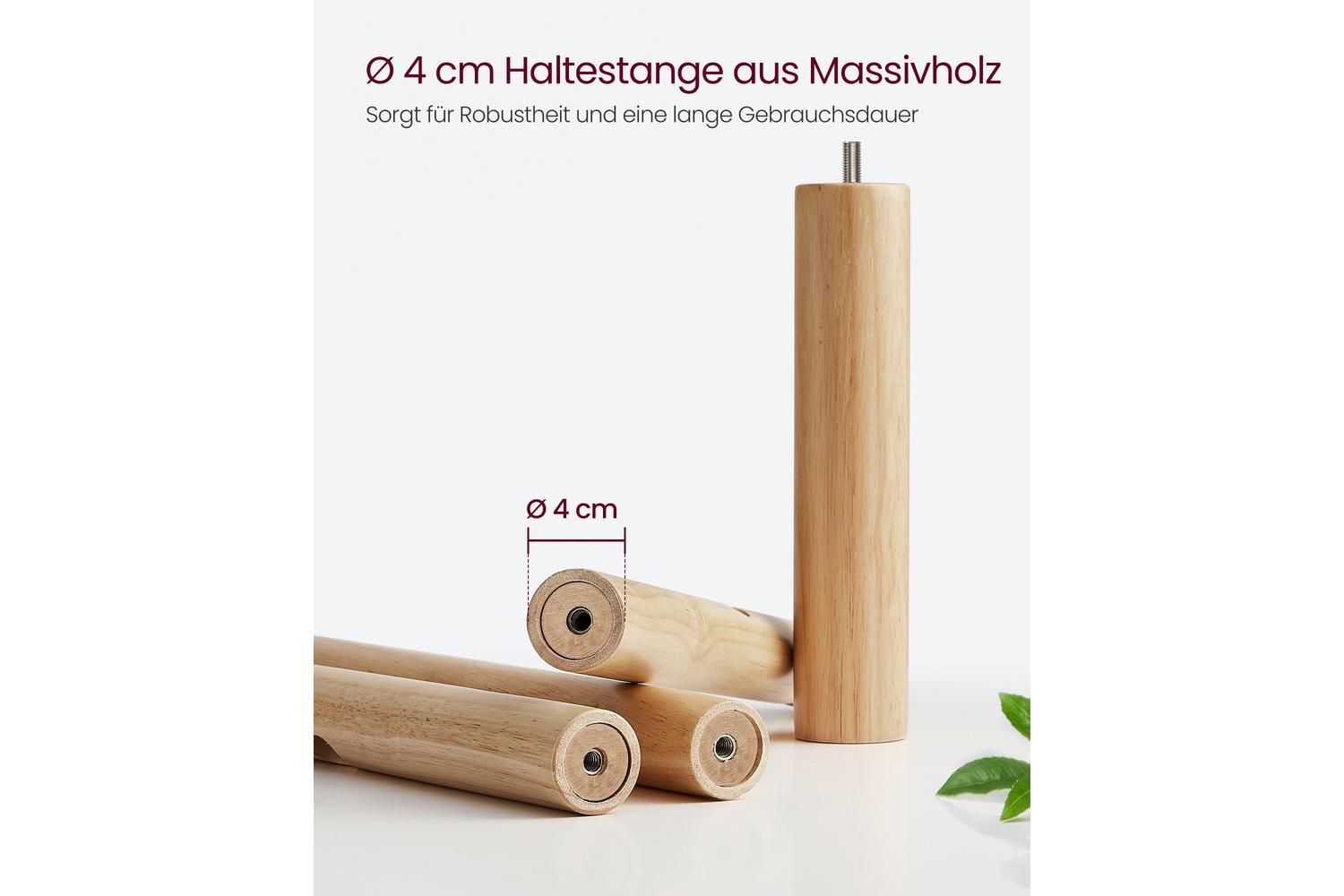 Vasagle Rcr010n01 Coat Rack, Versatile And Adjustable, Rubberwood Coat Stand, Coat, Hat And Shoe Racks, Storage And Organisation, Sophisticated Natural Beige Finish-3