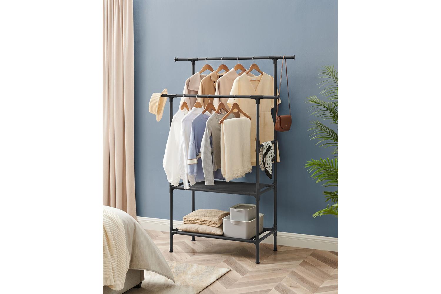 Songmics Clothes Rack With Double Shelf--diy Closet Organizer,black-2