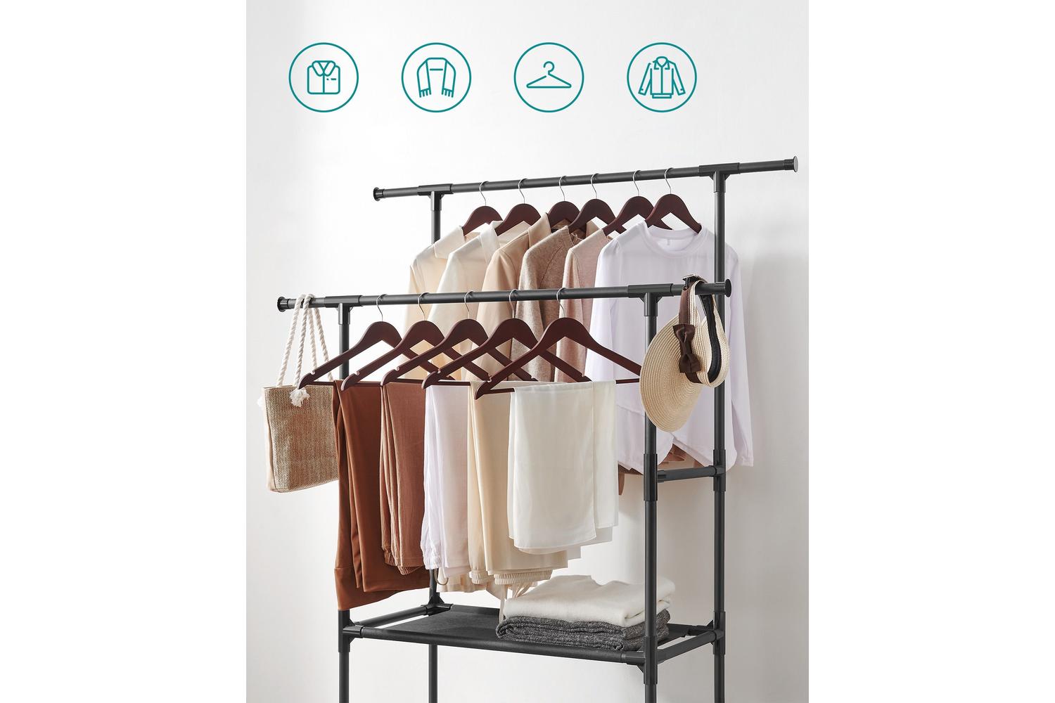 Songmics Clothes Rack With Double Shelf--diy Closet Organizer,black-3