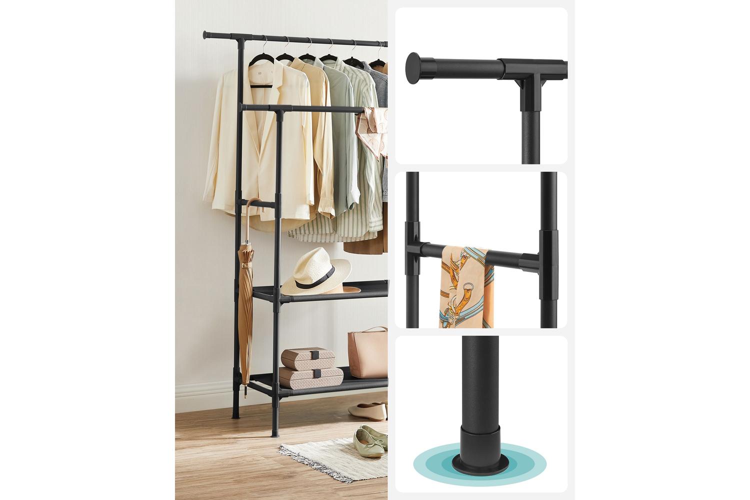 Songmics Clothes Rack With Double Shelf--diy Closet Organizer,black-7