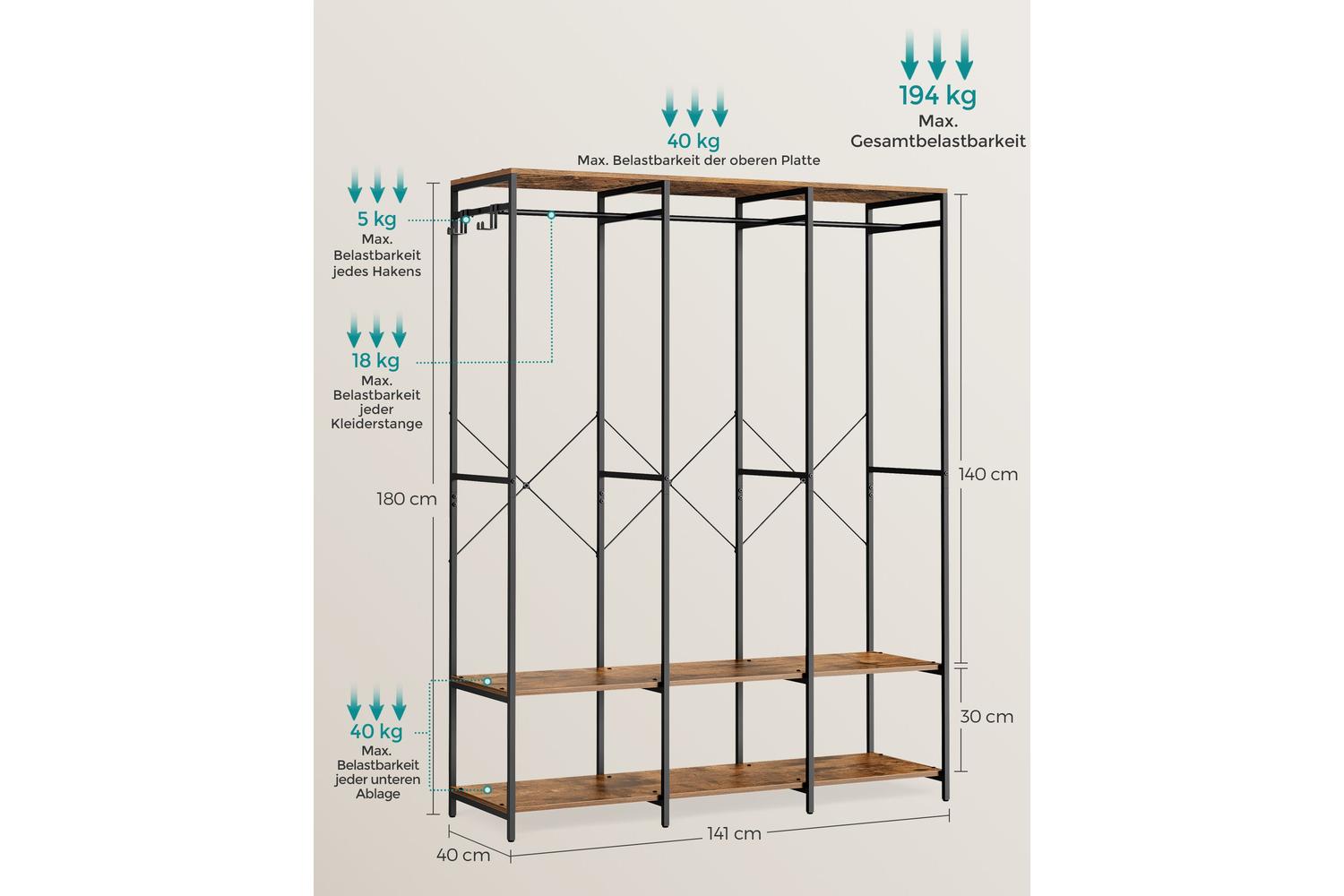 Songmics Rgr005b01 Large Capacity Wardrobe Storage And Hanging Solution-5