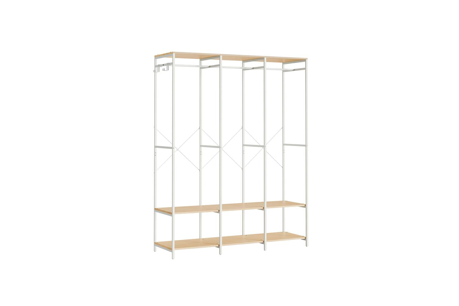 Songmics Spacious Portable Wardrobe With Durable Steel & Wood Construction, Multiple Storage Racks - Rgr005w67 (natural Beige)