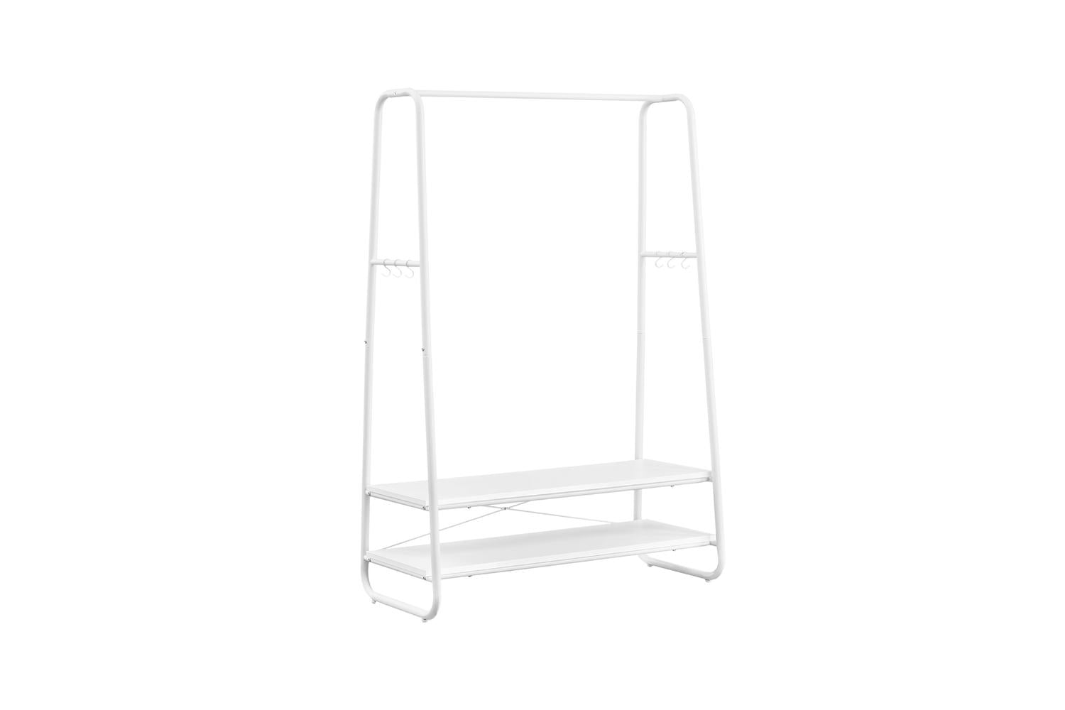 Vasagle Rgr112w02 Garment Rack, Multipurpose Clothes Rail With Shelves And Hooks, Durable And Stable For Storage Organisation