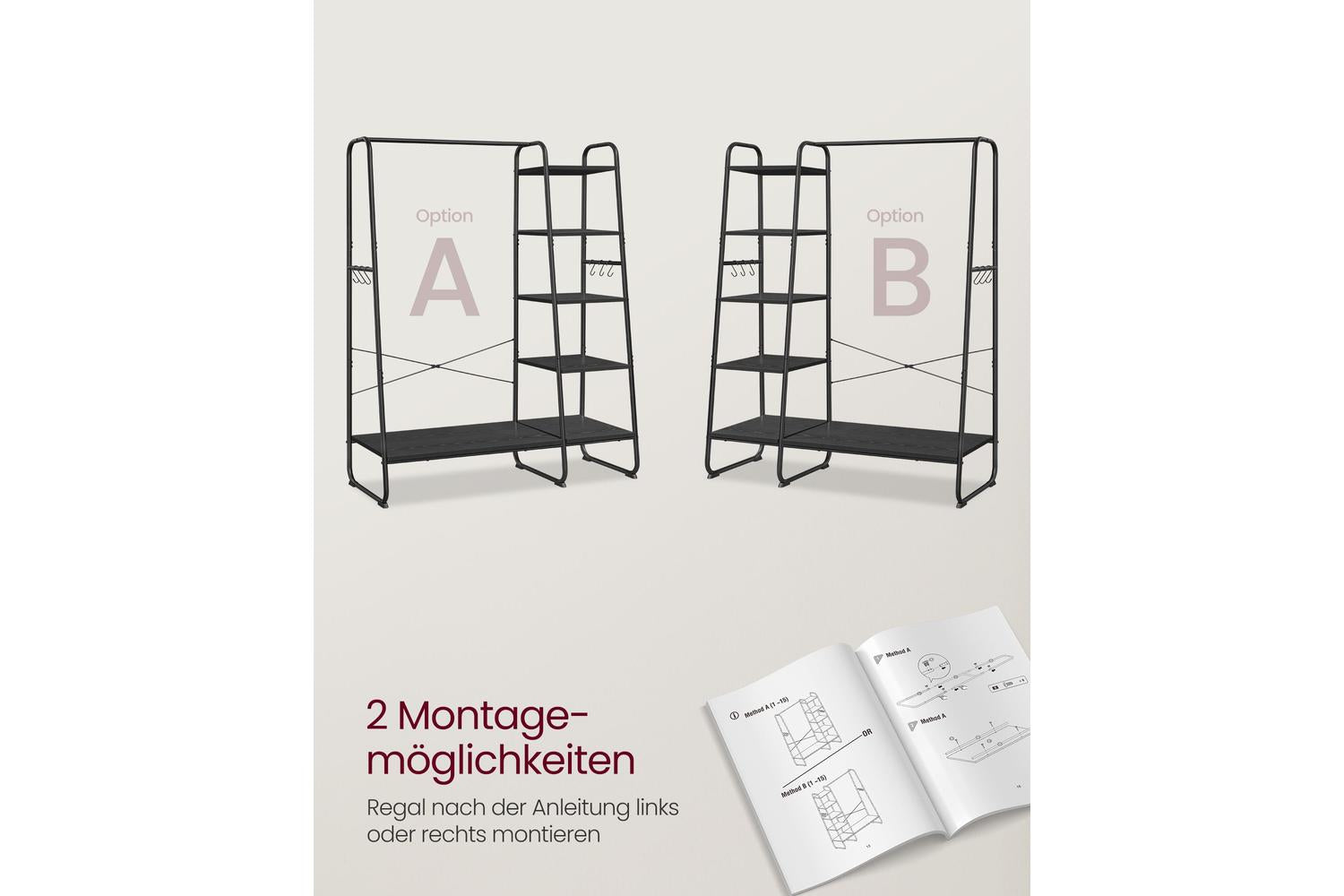 Vasagle Rgr116b02 - Premium Clothes Rack With Storage Shelves, Shoe Shelf And Hooks-4